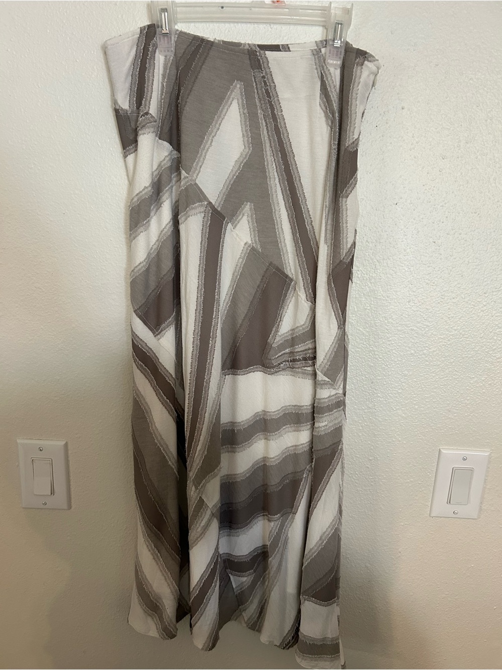 Tribal Geometric Stripe Maxi Dress - White & Gray